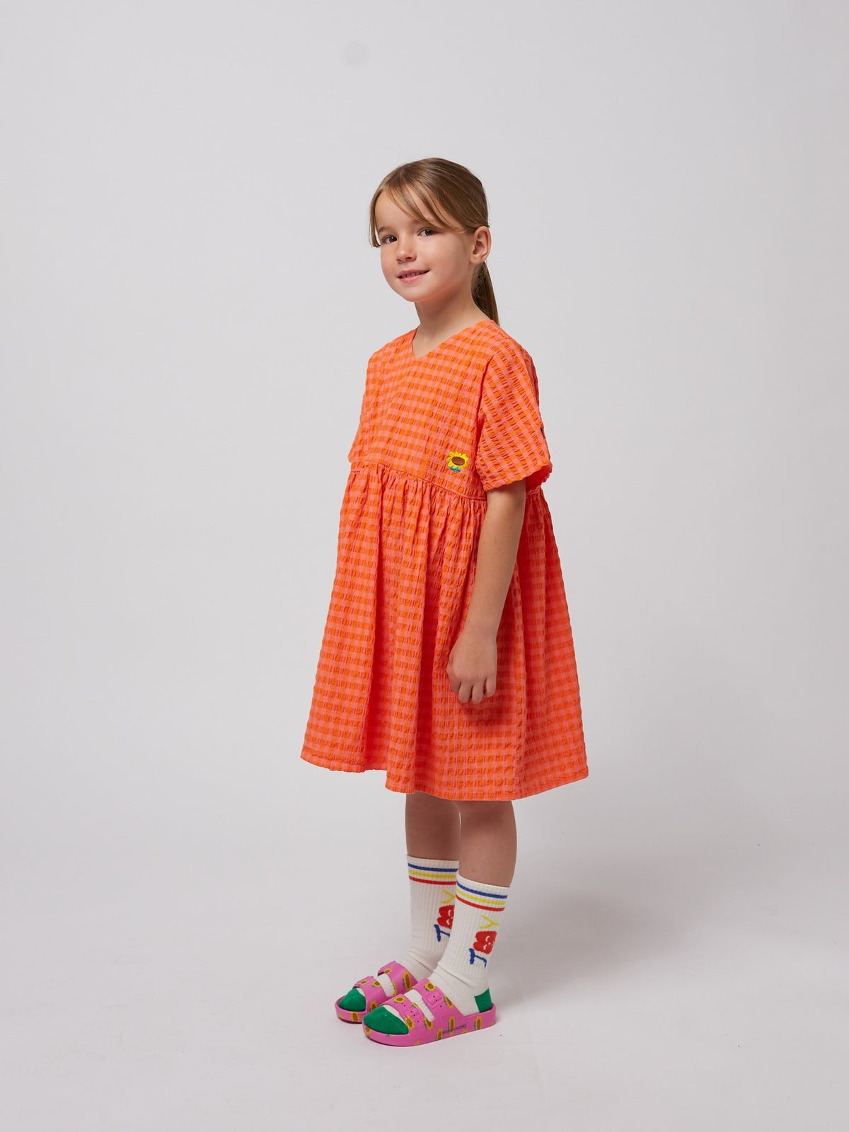 Bobo Choses - Vichy woven dress SS25 — styled lifestyle shot