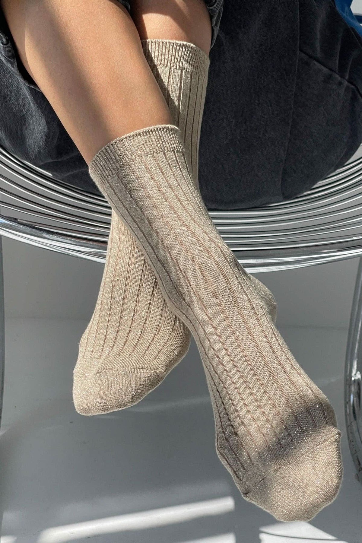 Le Bon Shoppe Modal Lurex Ash Glitter socks - glitter detail close-up