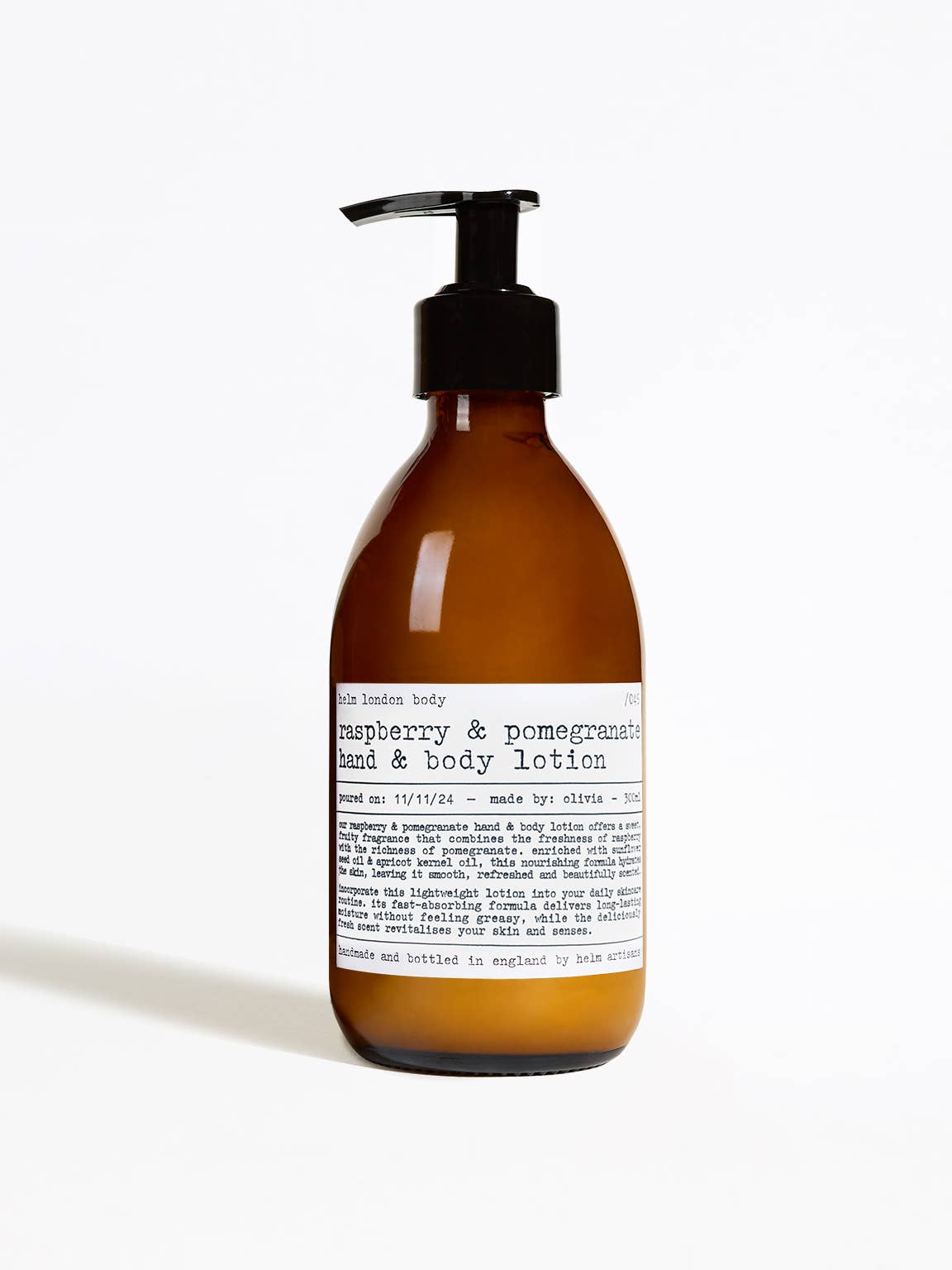 Helm London - Raspberry & Pomegranate Hand & Body Lotion — front view flat lay