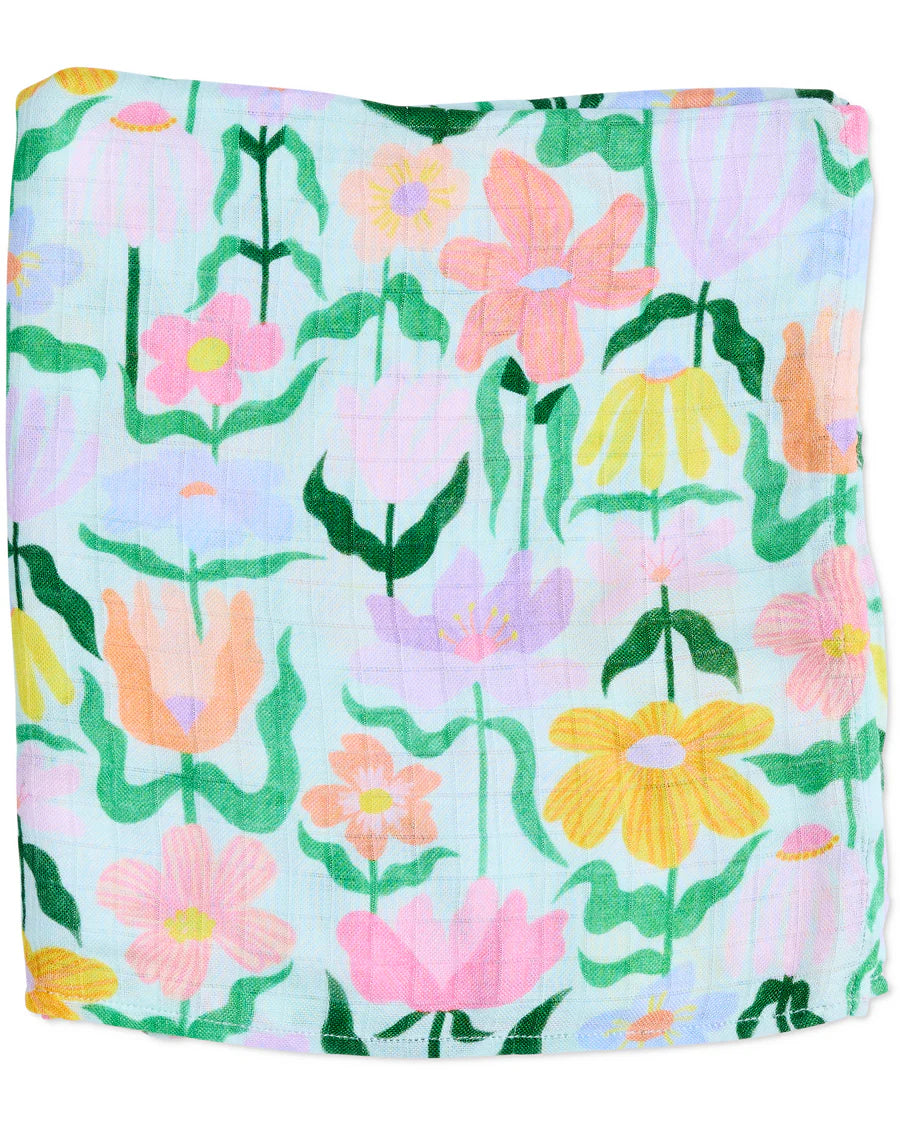 Kip and Co Popping Flowers swaddle - floral print detail