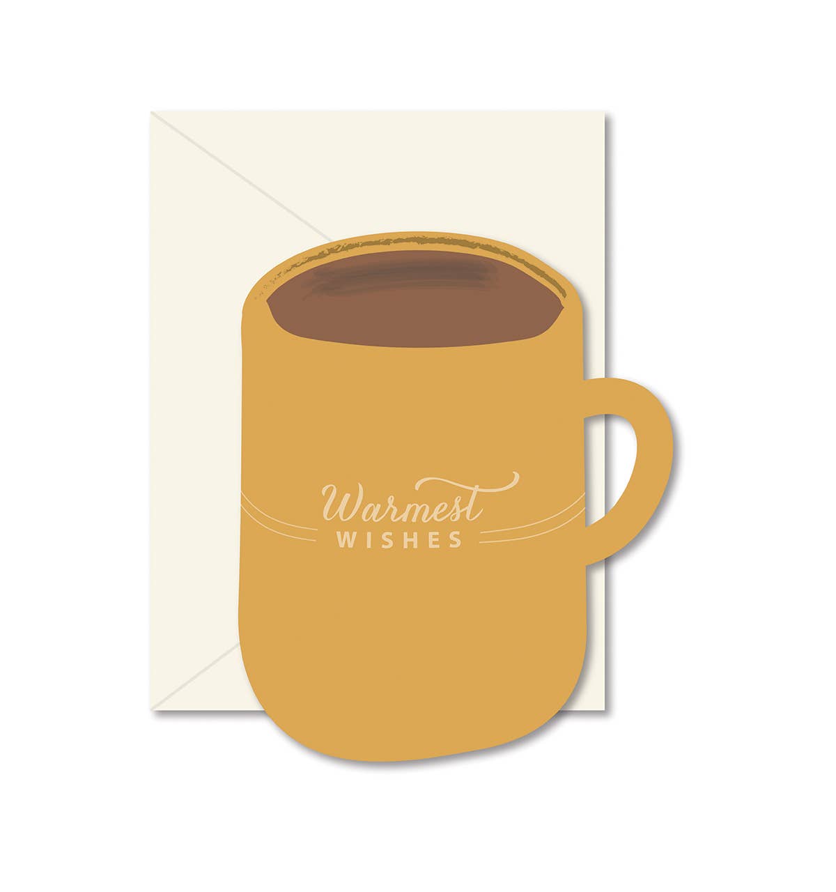 Ginger P - Warmest Wishes Coffee Mug Greeting Card — front view flat lay