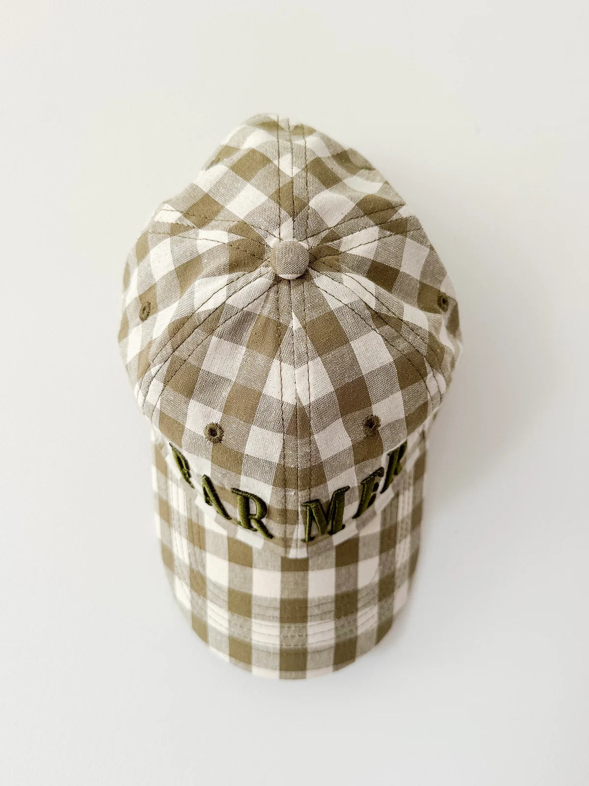 Far Mer by Whitney eucalypt check cap - side view