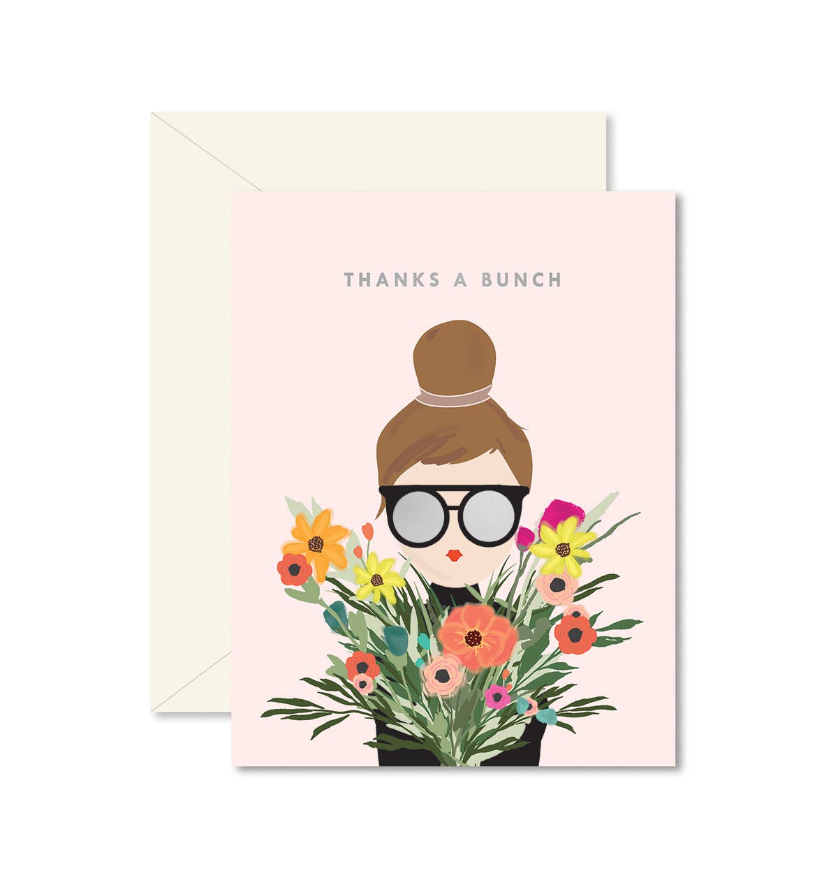 Ginger P - A Bunch Girl Greeting Card — front view flat lay