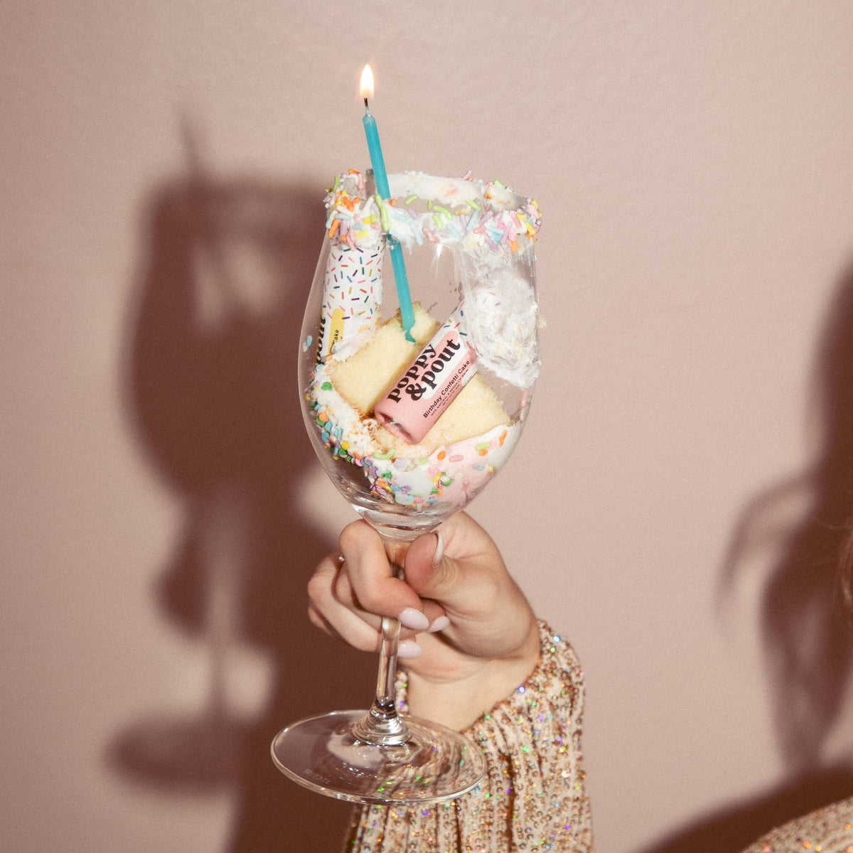 Poppy and Pout Pink Birthday Confetti Cake lip balm - label detail