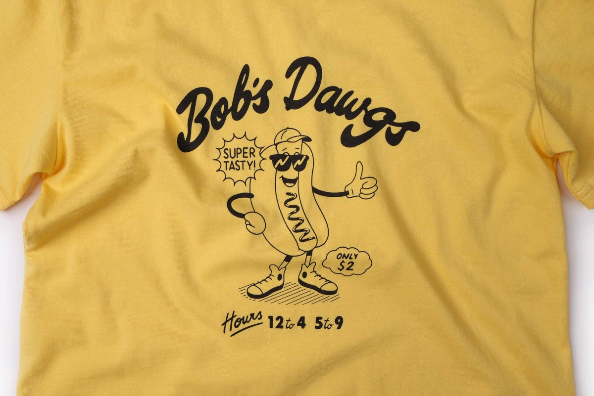 BBOBBIE - Bob's Dawgs Tee in Yellow — back view flat lay