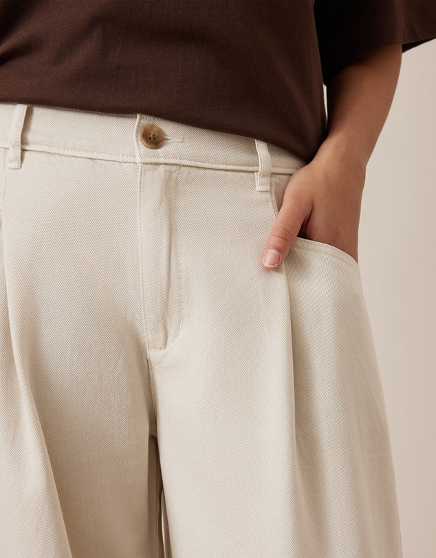 Ceres Life - Gemma Pleat Pant- Eggshell — side view