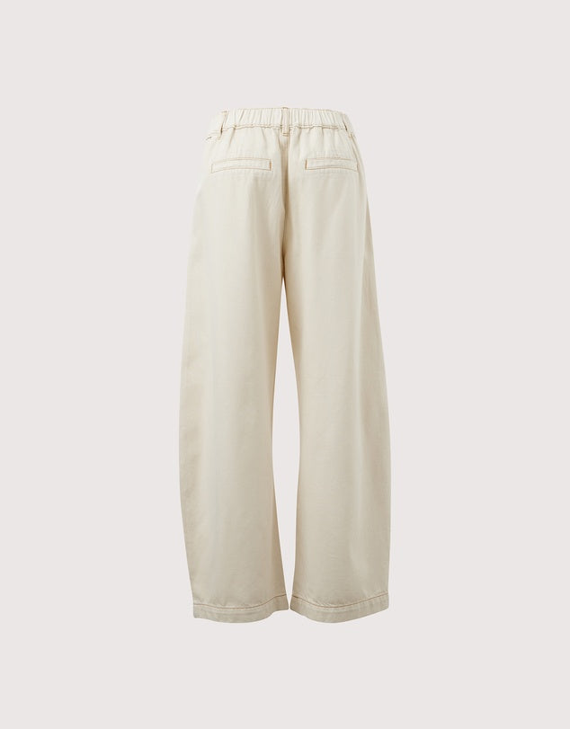 Ceres Life - Gemma Pleat Pant- Eggshell — back view flat lay