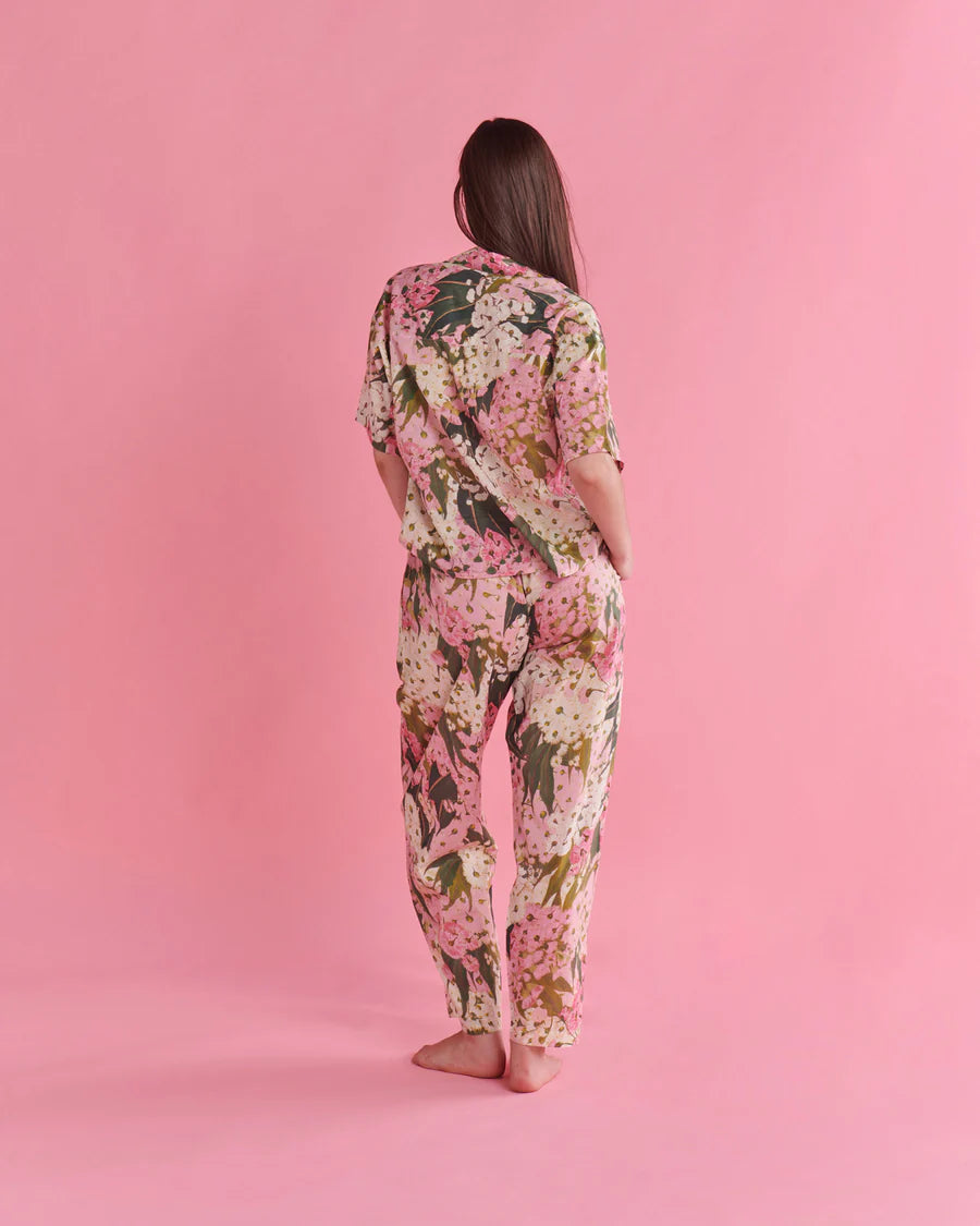 Kip and Co Bush Blossom organic PJ set - blossom floral print detail