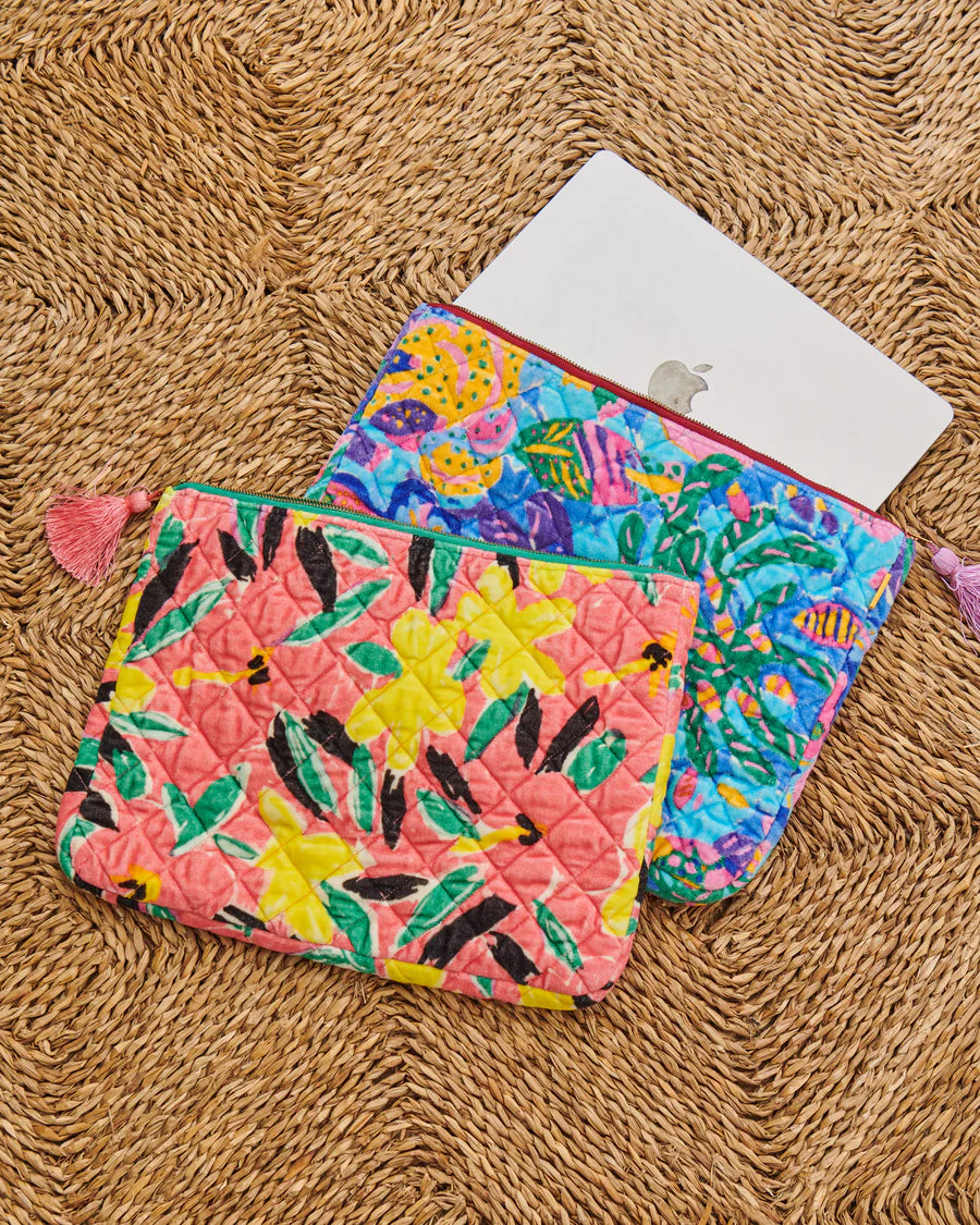 Kip and Co Ken Done velvet laptop case - lifestyle styled