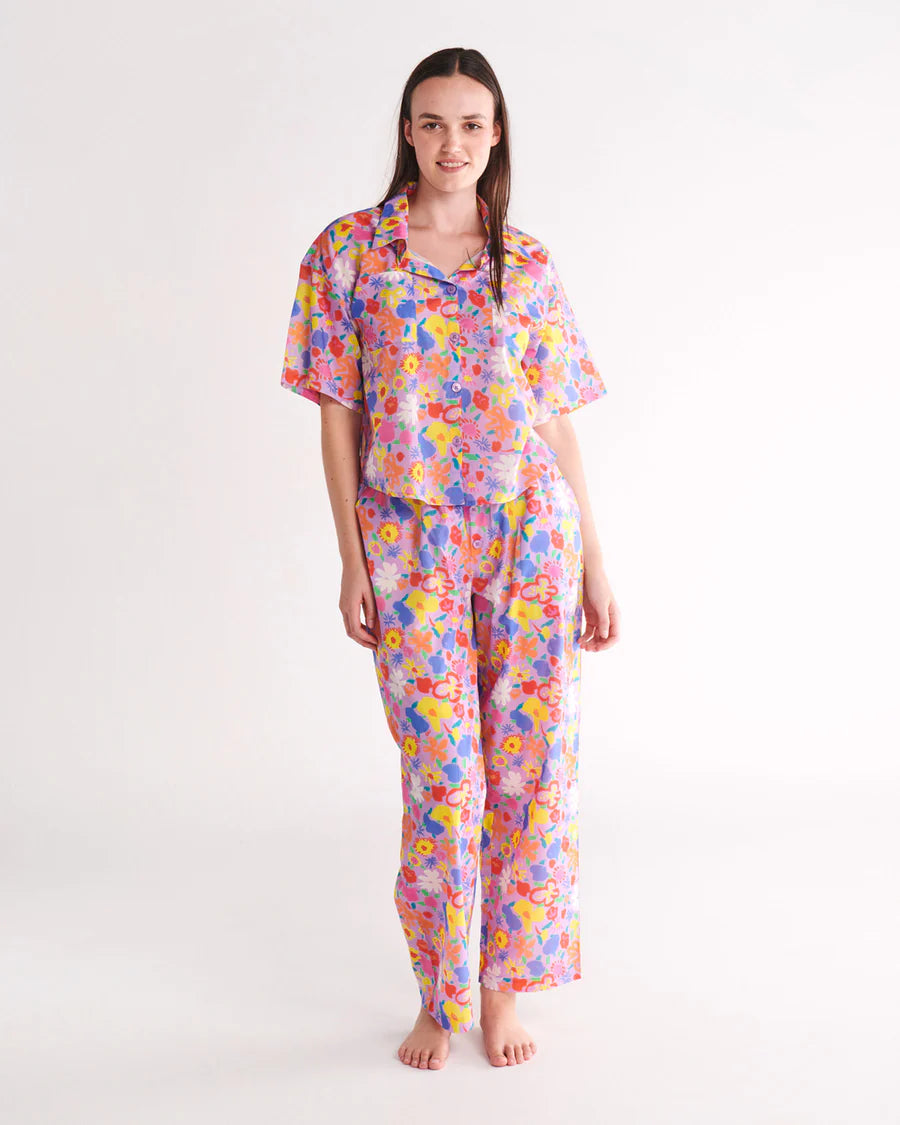 Kip and Co x Ken Done Summer Floral Organic Cotton Ladies Pyjama Set - model lifestyle