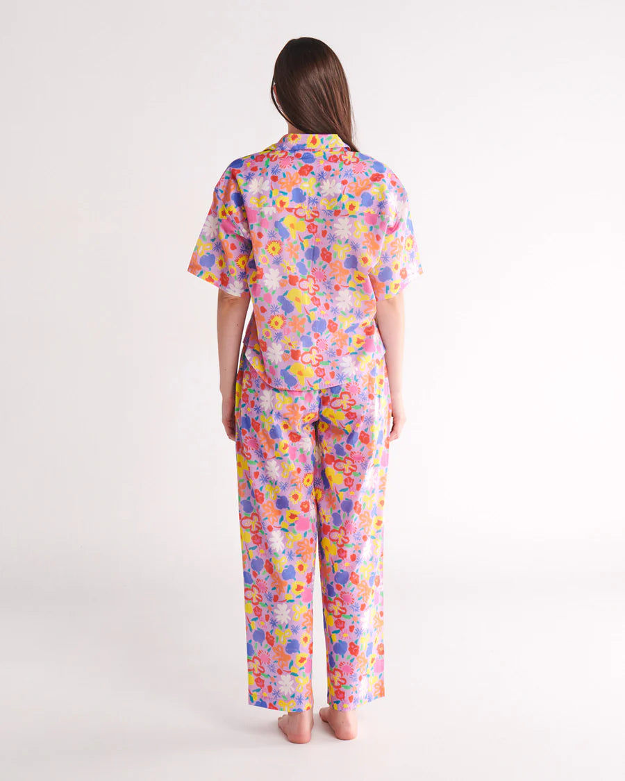 Kip and Co Ken Done Summer Floral pyjamas - model wearing full length
