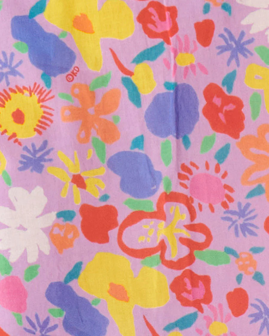 Kip and Co Ken Done Summer Floral lilac pyjama fabric swatch