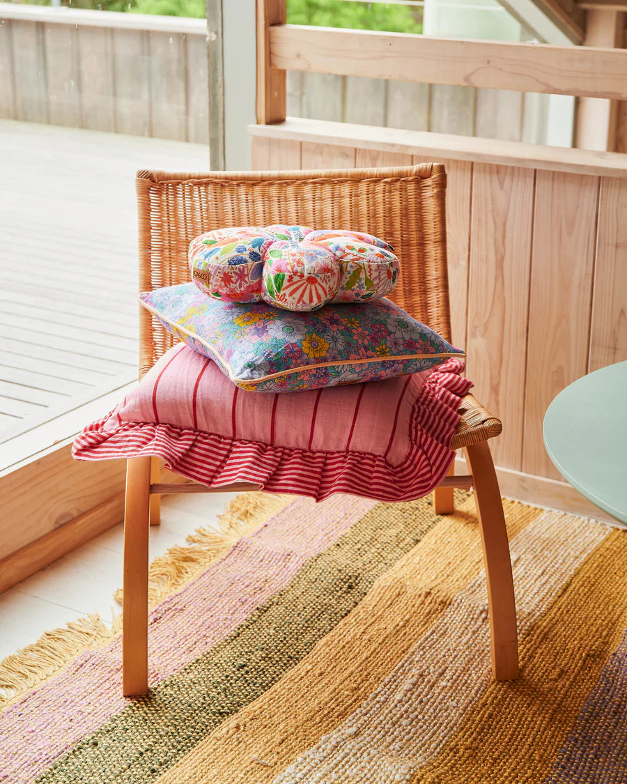Kip and Co Meandering Meadow linen cushion - petal detail