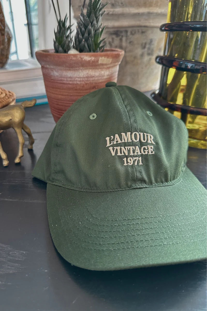 Lilya L'Amour Vintage Cap Jungle Green - front view on model
