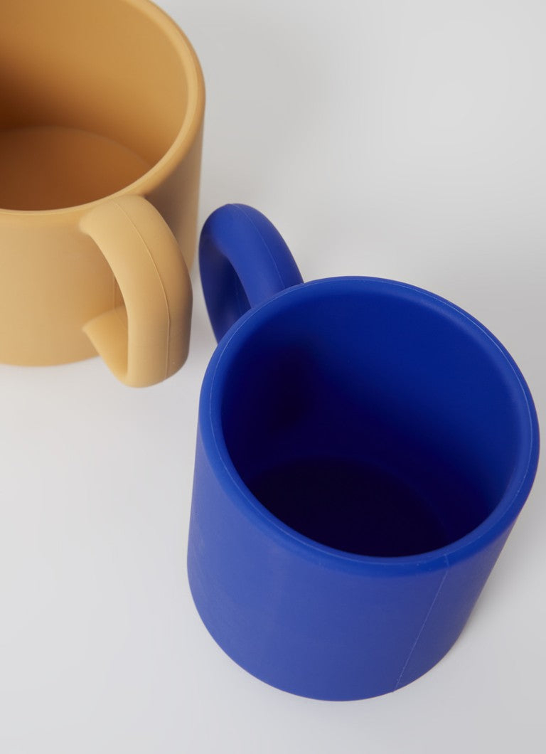 OYOY - Nomu Cup 2 pack - Blue/caramel — back view flat lay