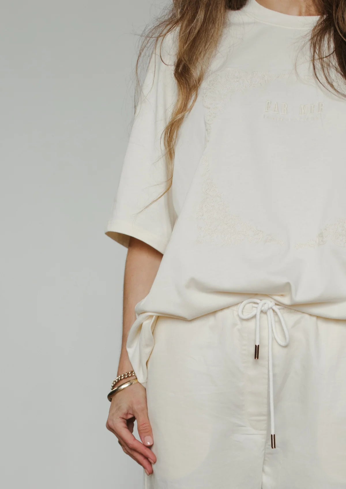 FAR MER - Paisley Emboss Crew Tee — product detail shot