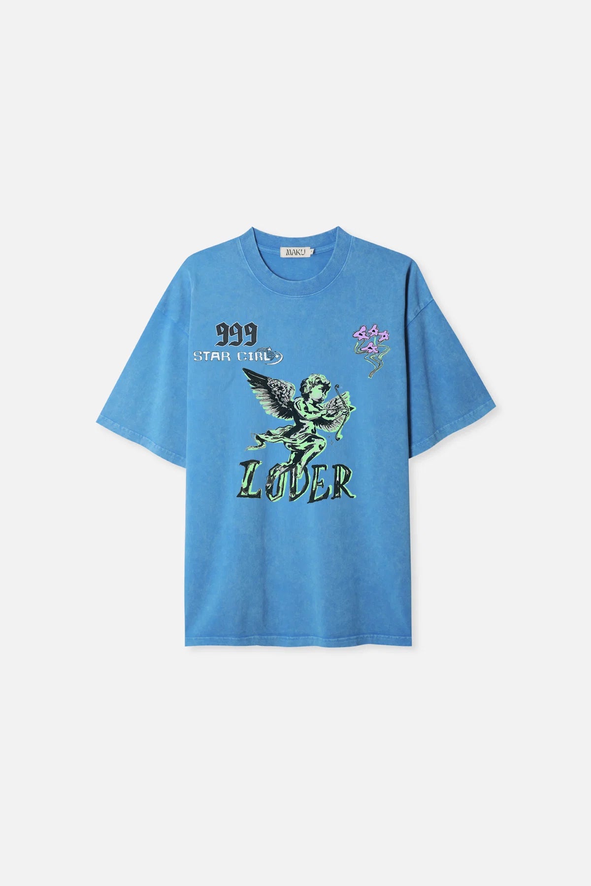 Maku | Star Girl Oversize Wash Tee- Blue